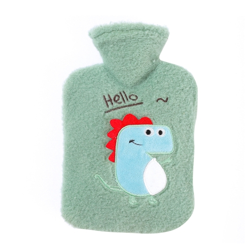 

2 PCS Hot Compress Stomach Plush Water Injection Hot Water Bottle Flannel Cover Cartoon Hand Warmer(Army Green)