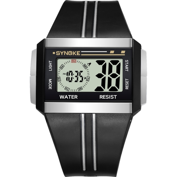 

SYNOKE 9222 Men Large Screen Square Multi-Function Waterproof Luminous Electronic Watch(Black)
