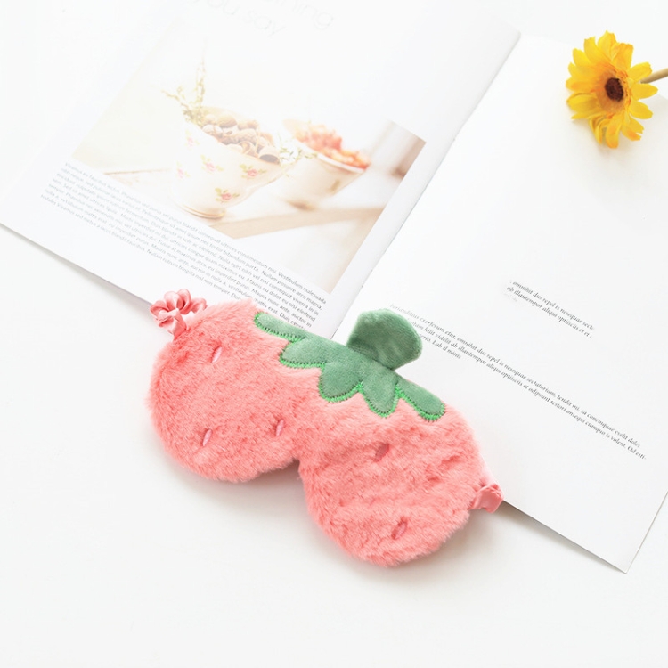 

2 PCS Fruit Plush Eye Mask Cute Soft Girl Sleep Blackout Eye Mask(Strawberry)