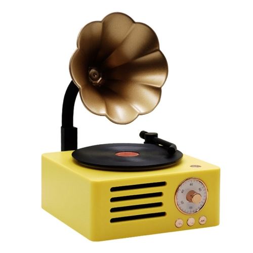 

T15 Petunia Retro Vinyl Record Player Wireless Multifunction Mini Bluetooth Audio(Yellow)