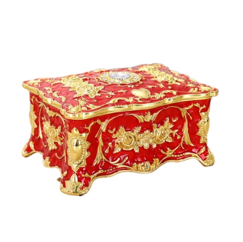 

Enamel Zinc Alloy Jewelry Storage Treasure Box Epoxy Home Decoration(Red)