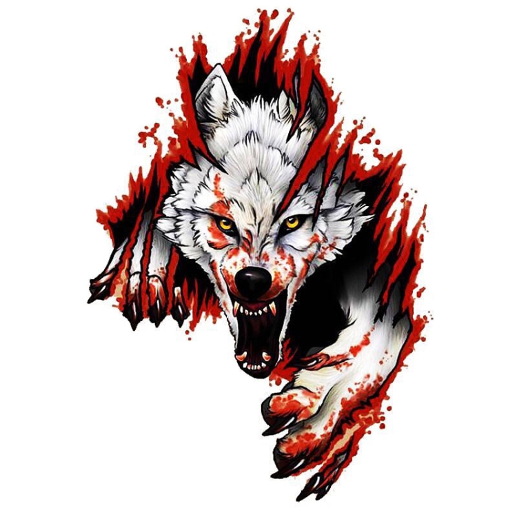 

4 PCS 3D Realistic Wolf Head Hood Door Car Body Decoration Stickers Scratches Cover Waterproof Car Stickers(Wolf Head Right)