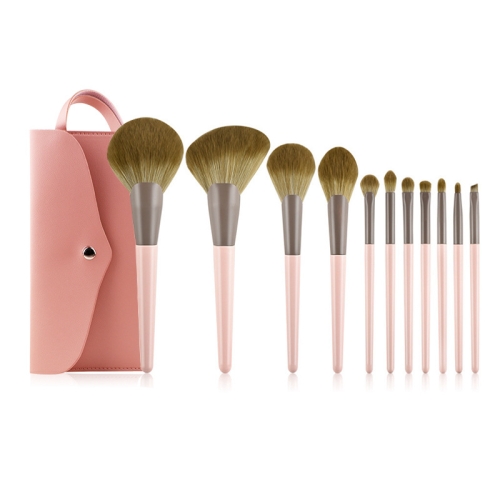 

11 in 1 Small Pudding Soft Hair Makeup Brush Set Loose Powder Brush Eye Shadow Brush With PU Bag