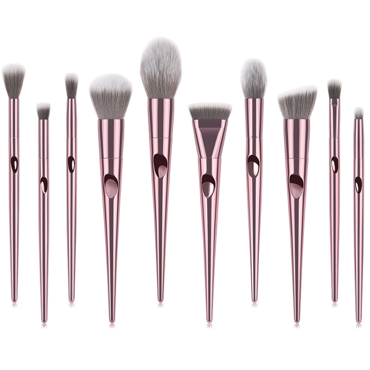 

10 In 1 Long Stick Thumbprint Makeup Brush Set Laser Plating Handle Beginner Makeup Tool Naked Outfit