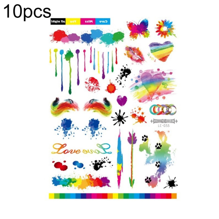 

10 PCS Waterproof Disposable Camouflage Tattoo Stickers Face Stickers(LC-033)