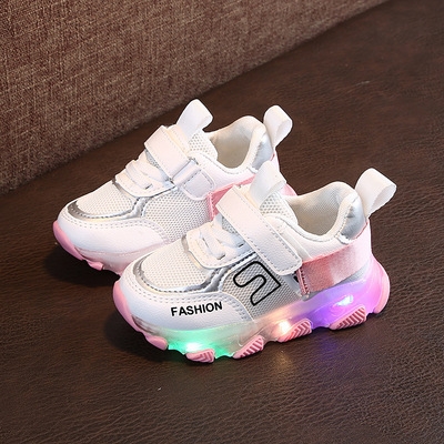 

911 Luminous Men And Girls Sports Shoes Autumn And Winter Children Shoes, Size: 29(Pink)