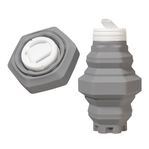 

500ml Folding Water Cup Silicone Sports Bottle Outdoor Compressed Water Bottle Portable Travel Cup(Grey)