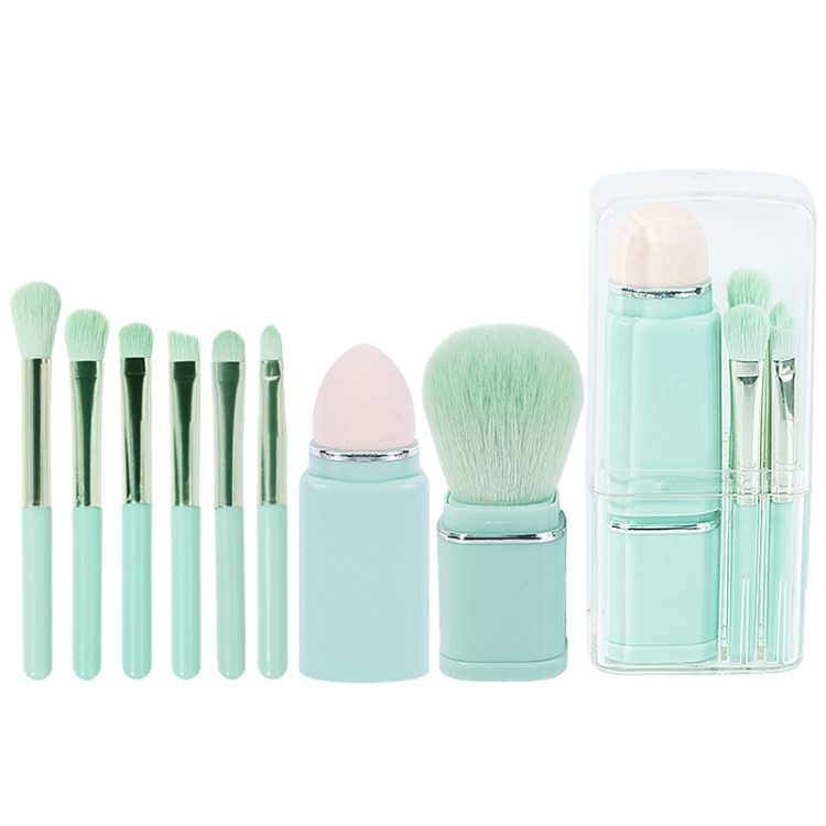 

8-in-1 Square Makeup Brush Mini Portable Retractable Blush Brush Eye Shadow Brush Novice Makeup Set(Light Blue )