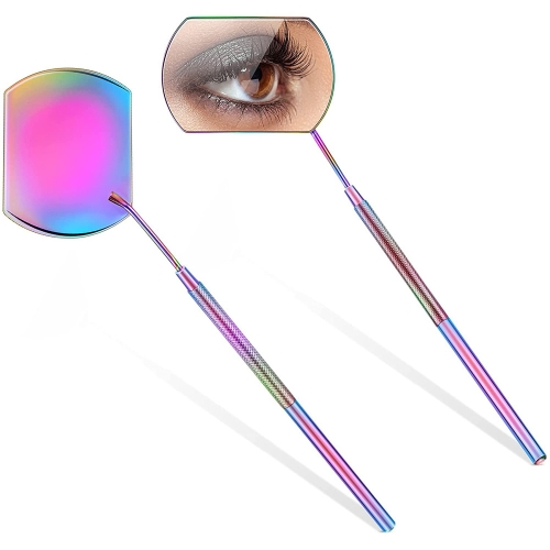

3 PCS Eyelash Extension Handheld Inspection Mirror Rectangular Lens Anti-Warping Root Anti-Fog Mirror Eyelash Mirror, Color Classification: Colorful