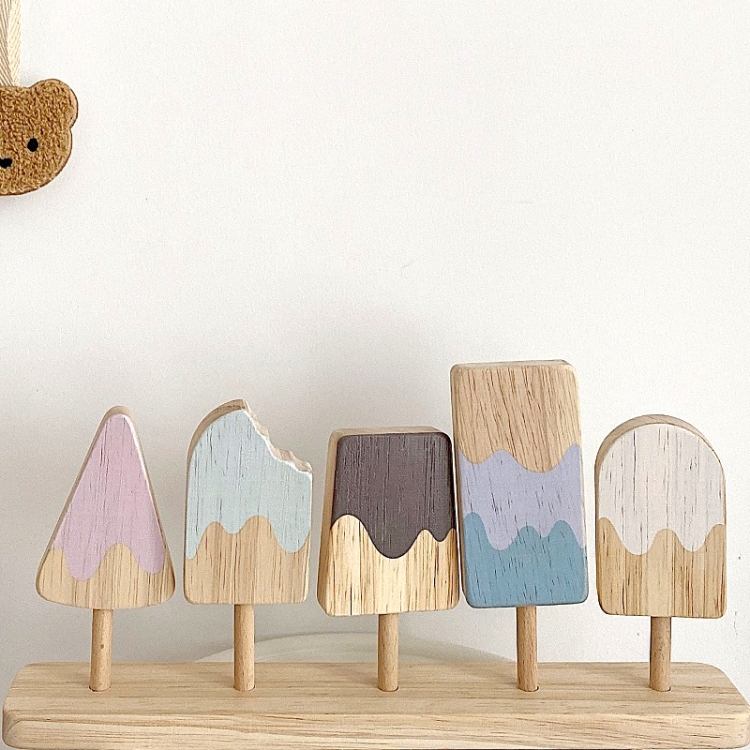 

Simulation Wooden Colorful Ice Cream Set Children Pretend Play Toy(Logs)