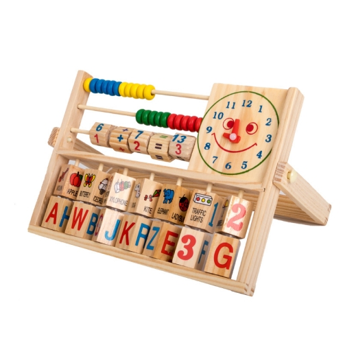 

Wooden Children Alphanumeric Smiley Face Fun Flip Board Animal Cognition Abacus Early Education Toys