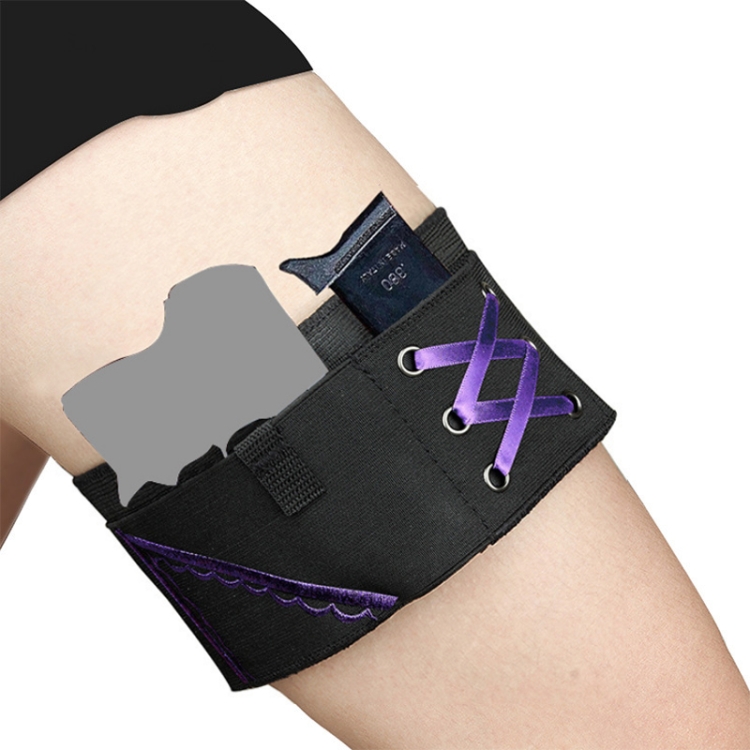 

Women Embroidery Sexy Portable Invisible Defensive Legging Cover, Spec: M-Purple