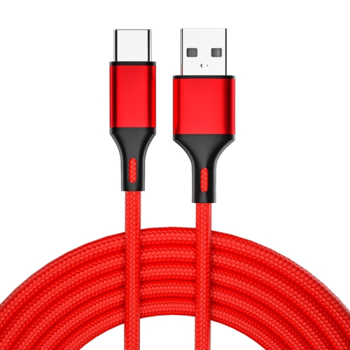

4 PCS 2.4A USB-C / Type-C to USB Braided Fast Charging Sync Data Cable, Length: 1m (Red)
