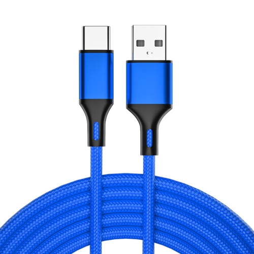 

4 PCS 2.4A USB-C / Type-C to USB Braided Fast Charging Sync Data Cable, Length: 2m (Blue)
