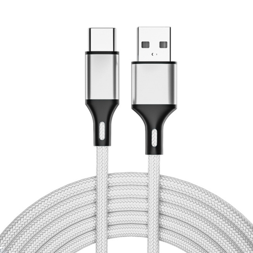

4 PCS 2.4A USB-C / Type-C to USB Braided Fast Charging Sync Data Cable, Length: 2m (Silver)