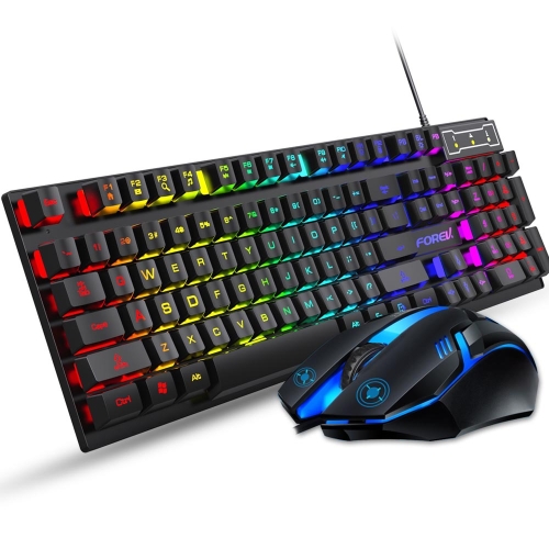 

FOREV FV-Q305S Colorful Luminous Wired Gaming Keyboard and Mouse Set(Black)