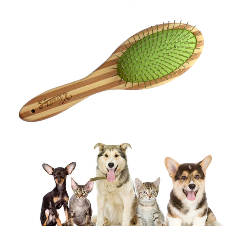 

90404.07 Stainless Steel Needle Airbag Bamboo Wood Pet Comb Brush