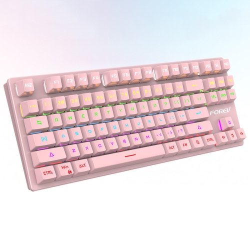 

FOREV FV-301 87-Keys Mechanical Keyboard Green Axis Gaming Keyboard, Cable Length: 1.6m(Cherry Pink)