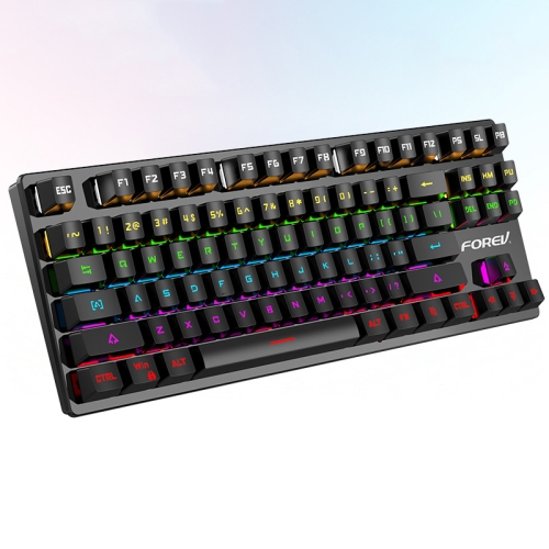 

FOREV FV-301 87-Keys Mechanical Keyboard Green Axis Gaming Keyboard, Cable Length: 1.6m(Mysterious Black)