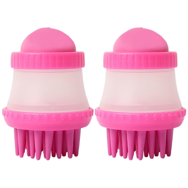 

2 PCS 92645 Pet Supplies Round Dog Bathing Massage Brush(Rose Red)