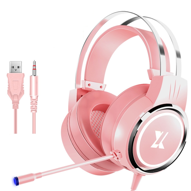 

Heir Audio Head-Mounted Gaming Wired Headset With Microphone, Colour: X8 Mobile / Notebook Upgrade (Pink)