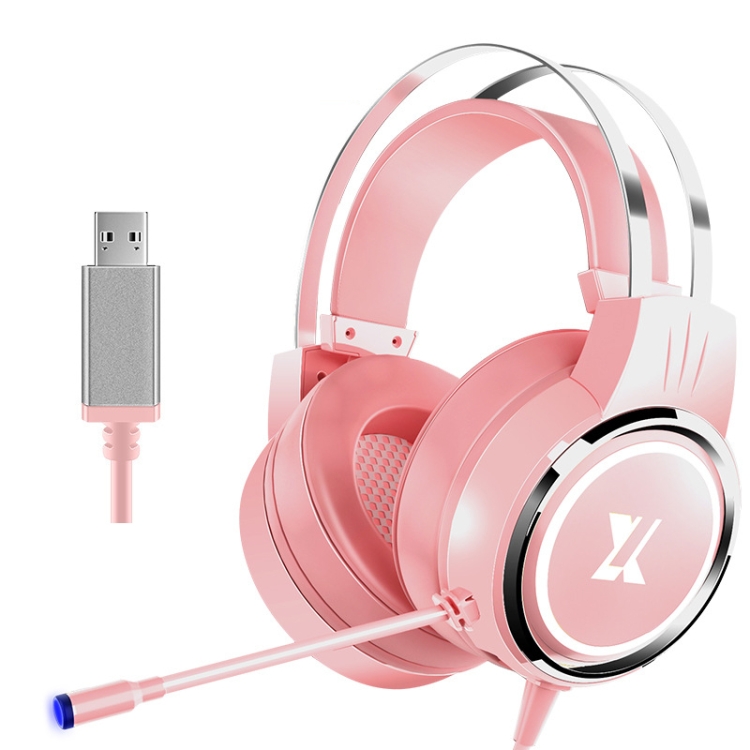 

Heir Audio Head-Mounted Gaming Wired Headset With Microphone, Colour: X8 7.1 Sound Upgrade (Pink)