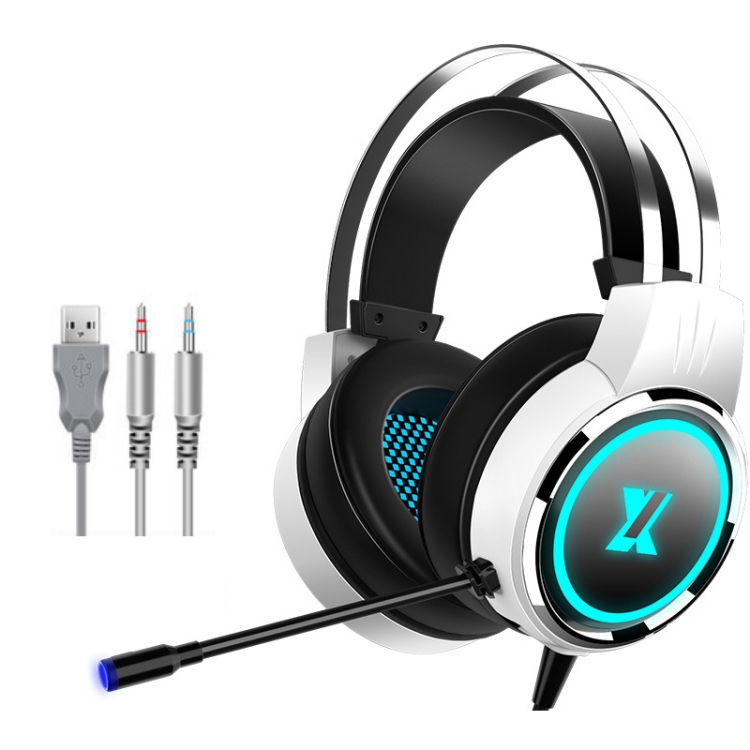 

Heir Audio Head-Mounted Gaming Wired Headset With Microphone, Colour: X8 Double Hole Upgrade (Stars White)