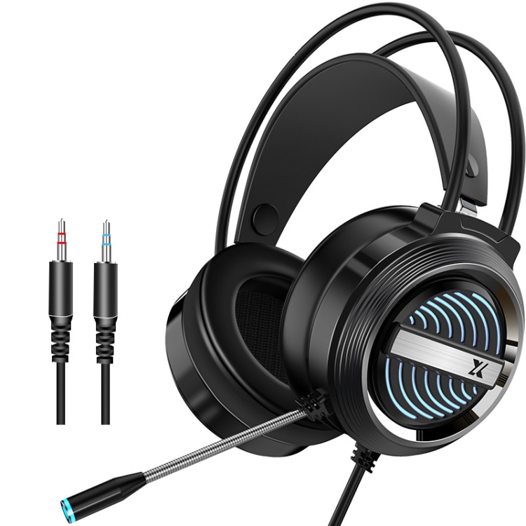 

Heir Audio Head-Mounted Gaming Wired Headset With Microphone, Colour: X9S Double Hole (Black)