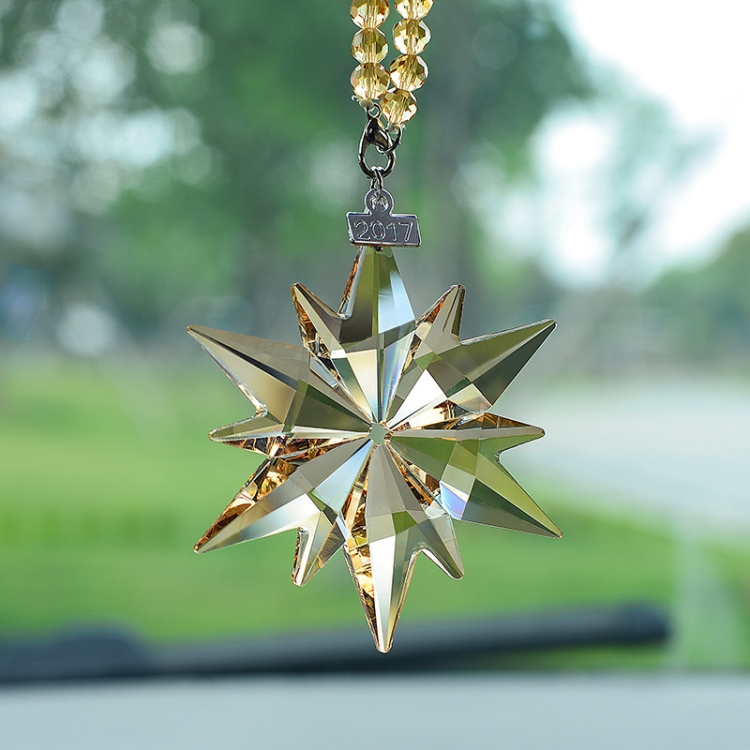 

7024 Crystal Snowflake Car Pendant Decoration, Colour: Champagne