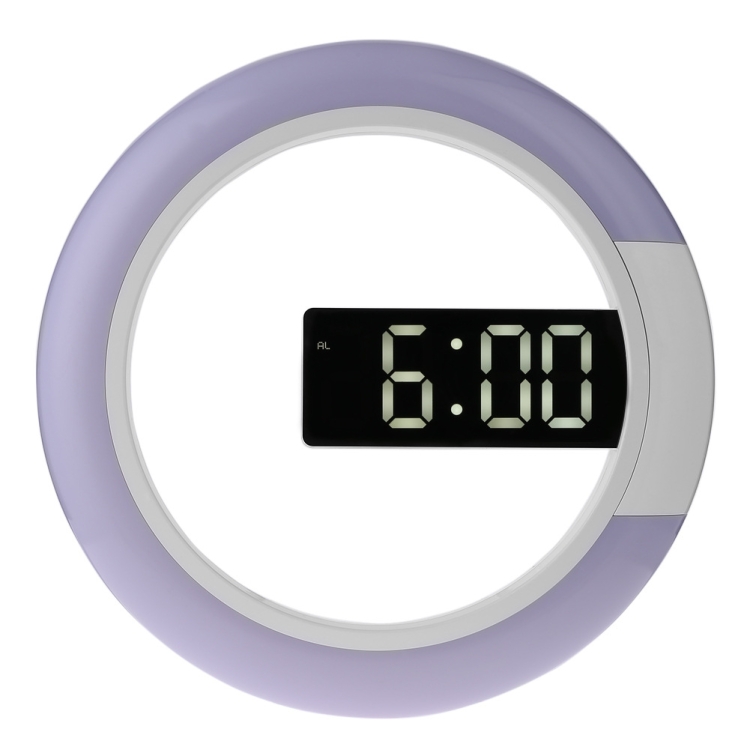 

LED Mirror Hollow Wall Clock 7-color Switch Electronic Digital Display Wall Clock(White)
