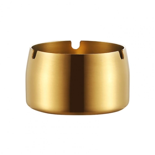 

Thickened Stainless Steel Ashtray Windproof And Drop-Proof Ashtray, Specification: Small(Gold)