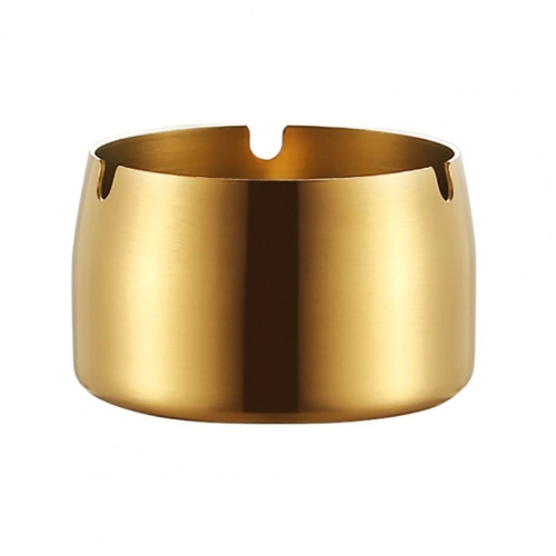 

Thickened Stainless Steel Ashtray Windproof And Drop-Proof Ashtray, Specification: Medium(Gold)