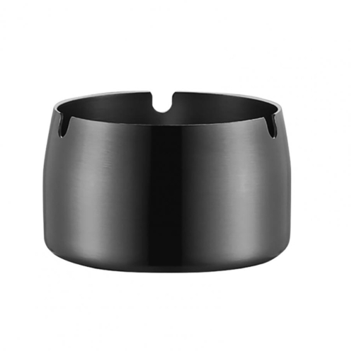 

Thickened Stainless Steel Ashtray Windproof And Drop-Proof Ashtray, Specification: Medium(Black)