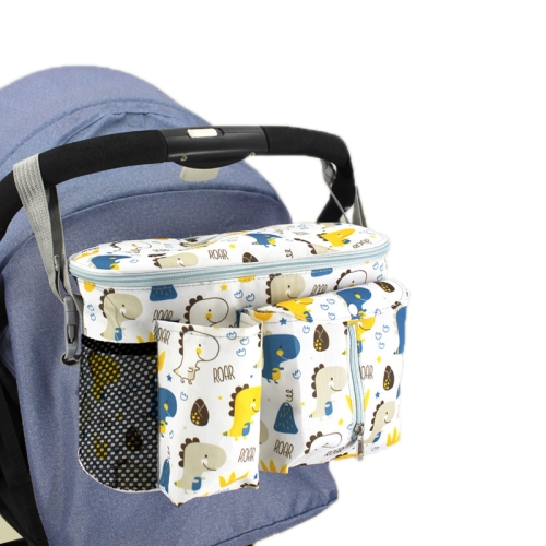 

Multifunctional Baby Stroller Storage Bag, Colour: White Dinosaur + Side Pocket