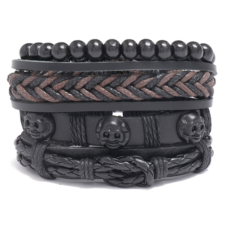 

2 PCS TZ486 Personality Retro Woven Leather DIY Combination Bracelet(4 In 1)