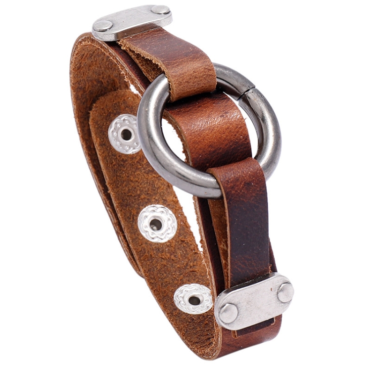 

3 PCS P01996 Personality Men Leather Simple Retro Circle Bracelet