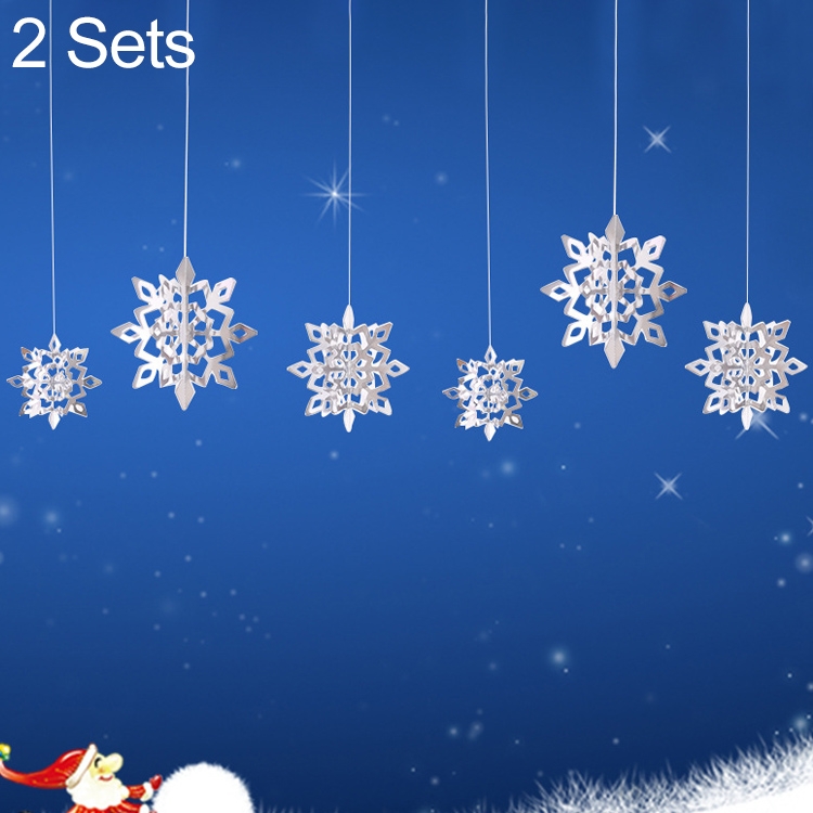

2 Sets Winter Christmas 3D Snowflake Decorations Window Shopping Malls Shop Layout Supplies Hanging Ornaments Hanging Pendant(Silver)