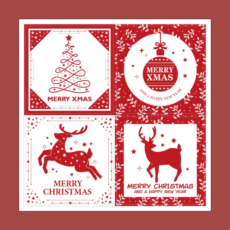 

100 Sets Christmas Square Gift Box Seal Sticker(M4)