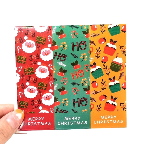 

100 PCS Christmas Rectangle Sticker Gift Box Sealed Sticker(M1)