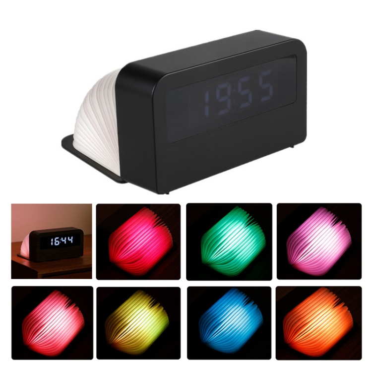 

Y1 Wood-Grain Clock Desktop Folding Book-like LED Light(Black)