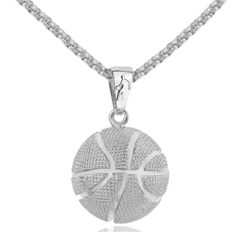 

2 PCS Three-Dimensional Sports Ball Pendant Necklace,Style: Men Basketball White K