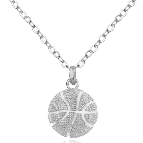 

2 PCS Three-Dimensional Sports Ball Pendant Necklace,Style: Women Basketball White K