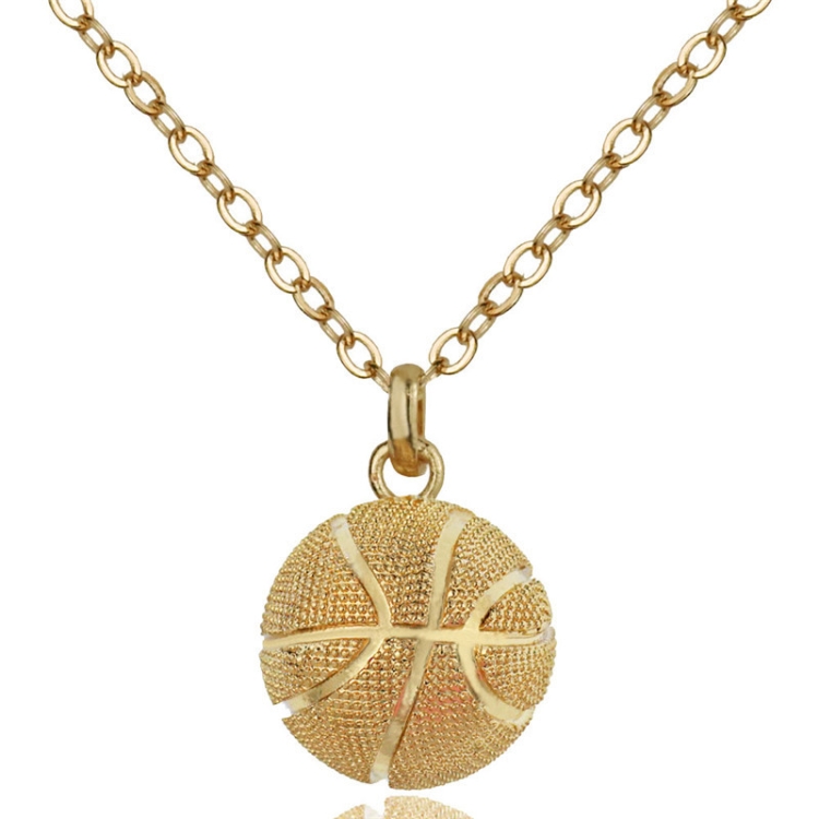 

2 PCS Three-Dimensional Sports Ball Pendant Necklace,Style: Women Basketball K Gold