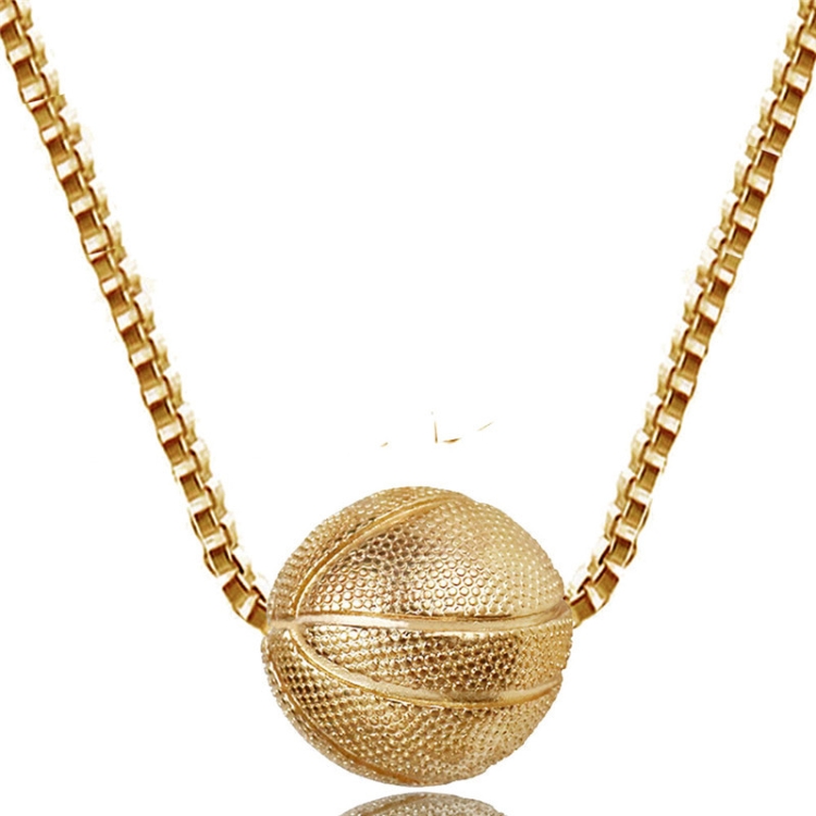 

2 PCS Three-Dimensional Sports Ball Pendant Necklace,Style: Women Basketball Gold
