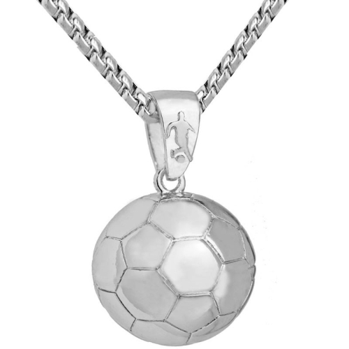 

2 PCS Three-Dimensional Sports Ball Pendant Necklace,Style: Men Football K White