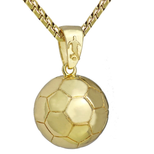 

2 PCS Three-Dimensional Sports Ball Pendant Necklace,Style: Men Football 18K Gold