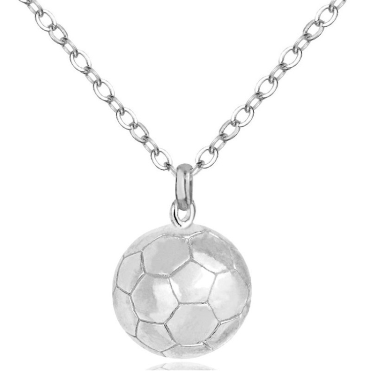 

2 PCS Three-Dimensional Sports Ball Pendant Necklace,Style: Women Football White K