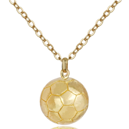 

2 PCS Three-Dimensional Sports Ball Pendant Necklace,Style: Women Football Champagne Gold