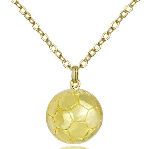 

2 PCS Three-Dimensional Sports Ball Pendant Necklace,Style: Women Football 18K Gold