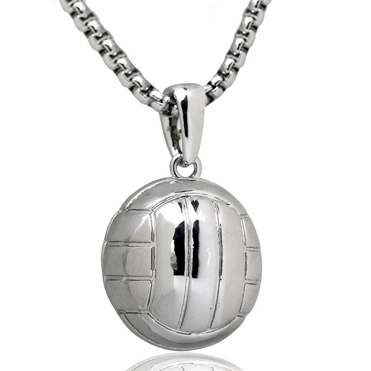 

2 PCS Three-Dimensional Sports Ball Pendant Necklace,Style: Women Volleyball White K